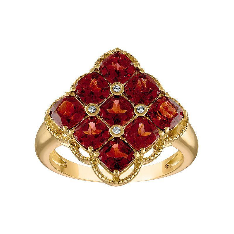 Tiara 14k Gold Over Silver Garnet & Diamond Accent Ring, Womens Gold Tone Product Image