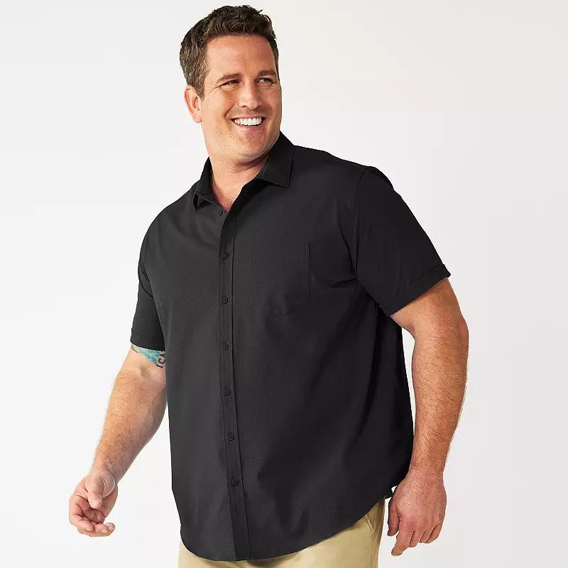 Mens Big & Tall Apt. 9 Slim-Fit Athleisure Untucked Tech Button-Down Shirt Black Product Image