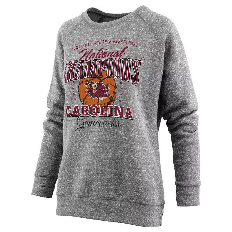 Womens Pressbox Heather Gray South Carolina Gamecocks 2024 NCAA Womens Basketball National Champions Fleece Tri-Blend Pullover Sweatshirt Product Image