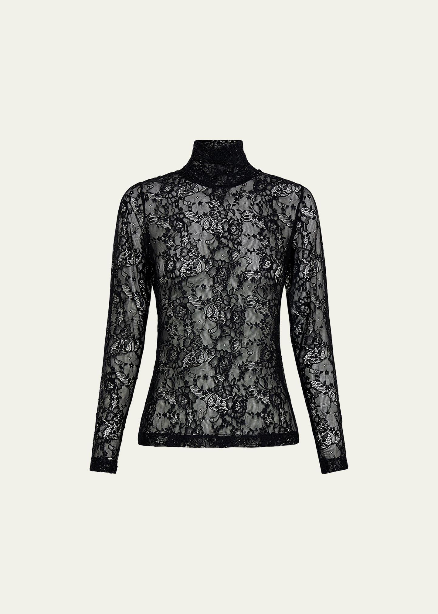 Womens Lace Turtleneck Blouse product image