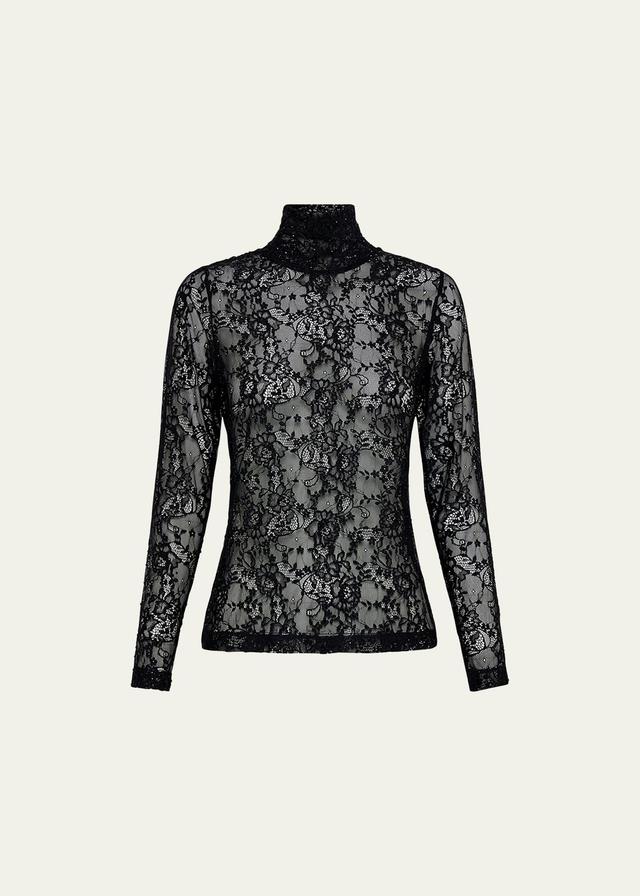 Womens Lace Turtleneck Blouse Product Image