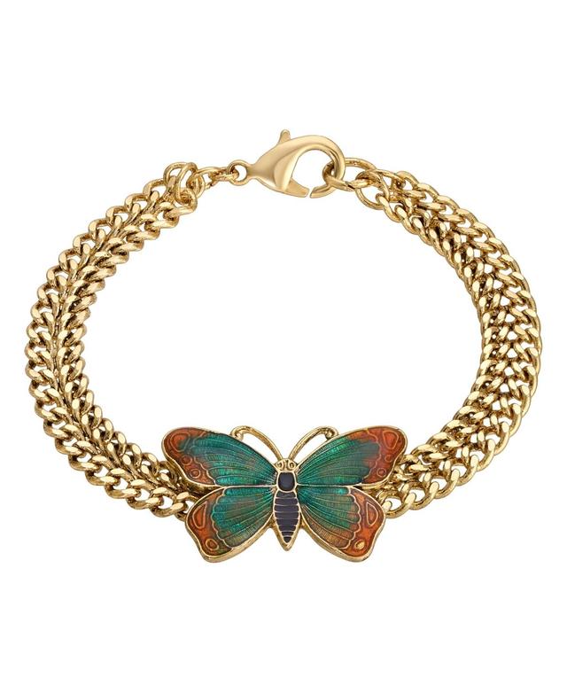 1928 Gold Tone Enameled Butterfly Bracelet, Womens, Multi Product Image