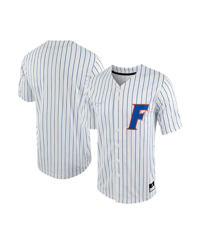 Mens Nike White, Royal Florida Gators Pinstripe Replica Full-Button Baseball Jersey - White, Royal Product Image