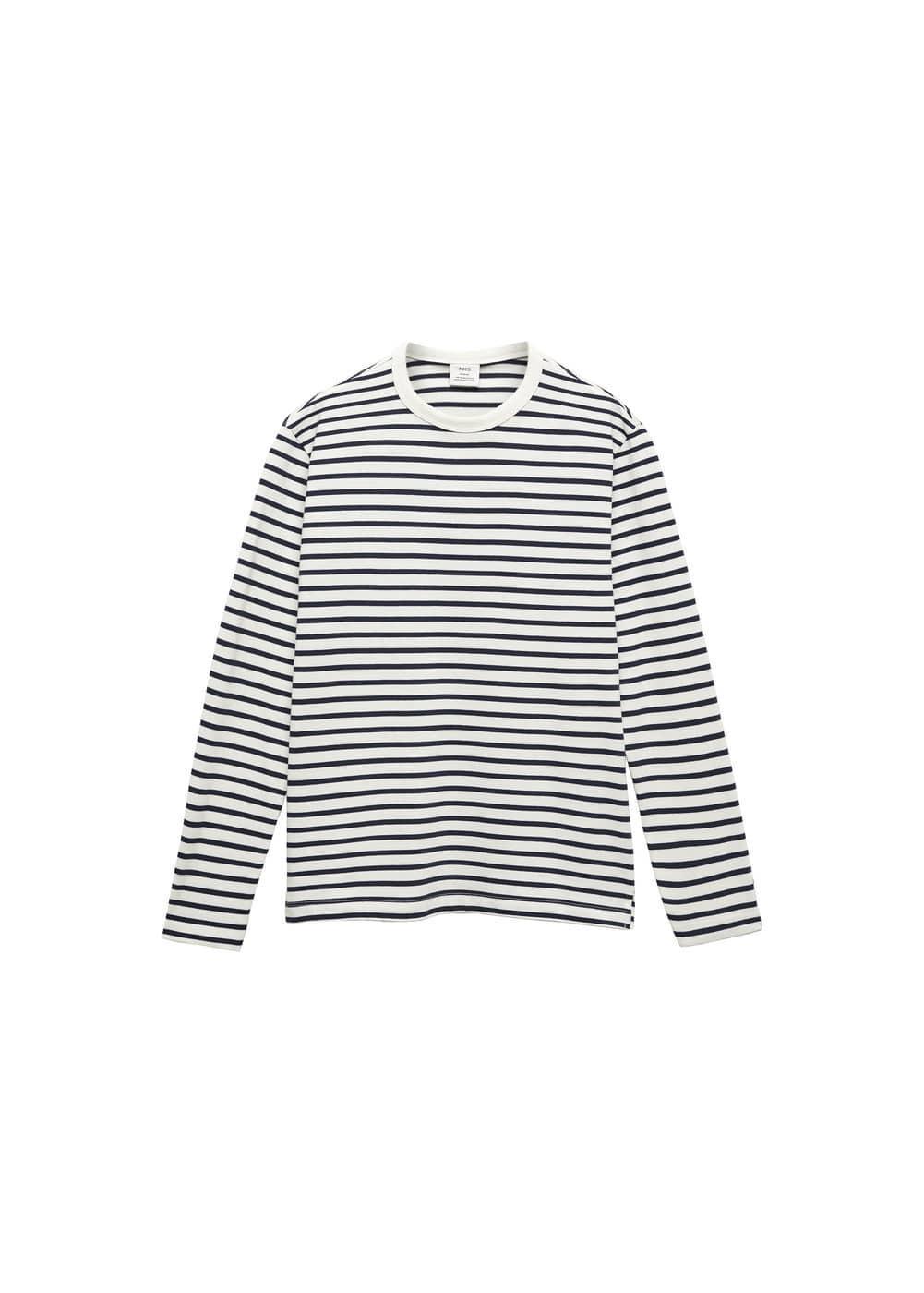 MANGO MAN - Striped long sleeves t-shirt dark navyMen Product Image