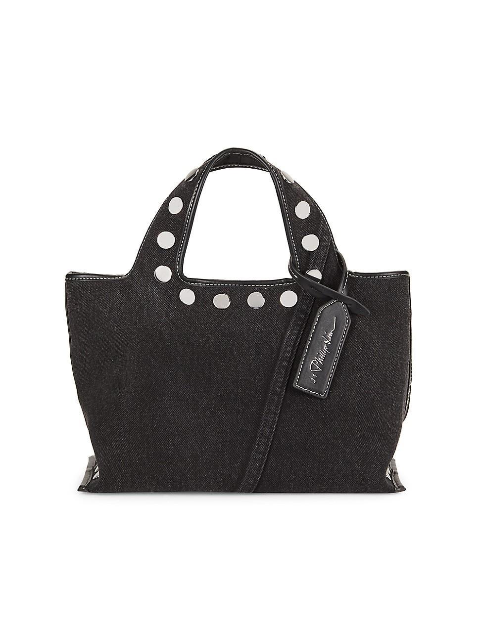 Womens Mini Market Studded Denim Tote Bag Product Image