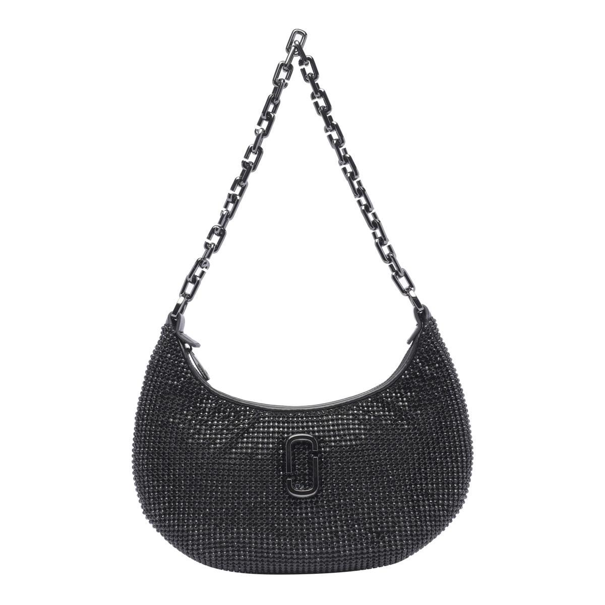 MARC JACOBS The Small Curve Rhinestone J Shoulder Bag In Black Product Image