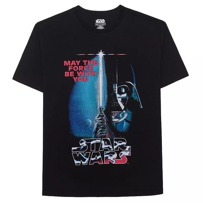 Big & Tall Star Wars Darth Vader May The Force Be With You Lightsaber Retro Poster Graphic Tee, Mens Product Image