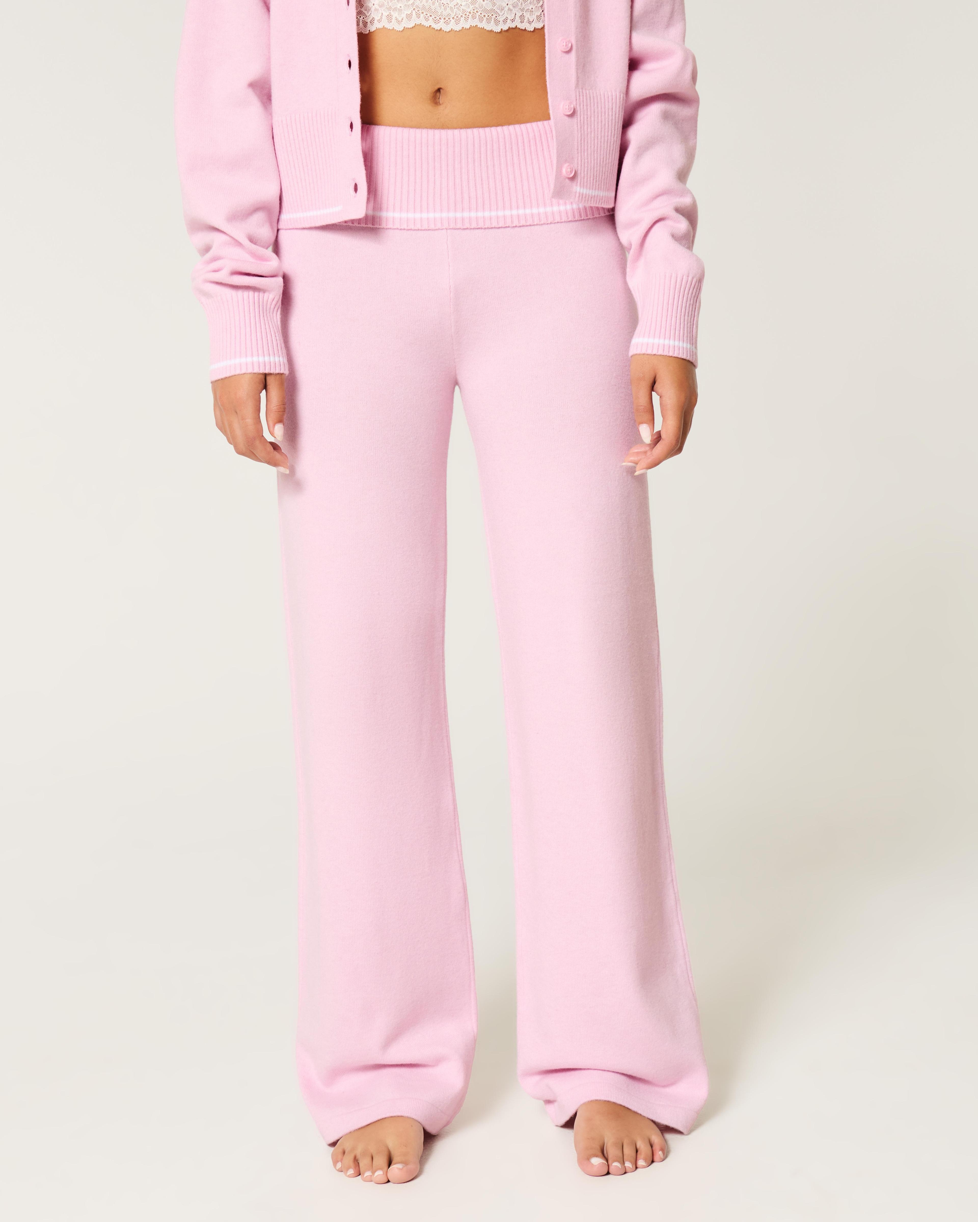 Gilly Hicks Sweater-Knit Foldover Waist Straight Pants Product Image