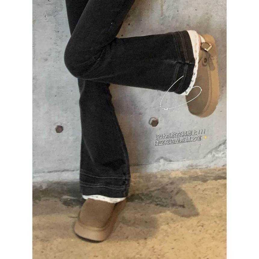 Mid Waist Washed Bootcut Jeans Product Image