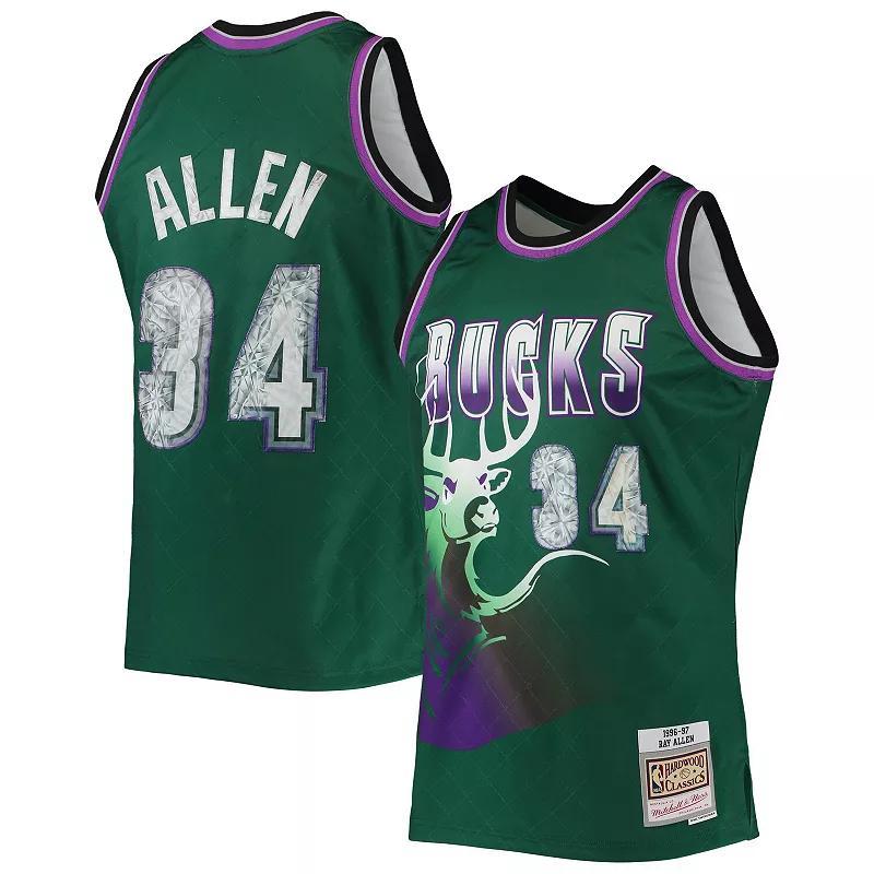 Mens Mitchell & Ness Ray Allen Milwaukee Bucks 1996-97 Hardwood Classics 75th Anniversary Diamond Swingman Jersey Product Image