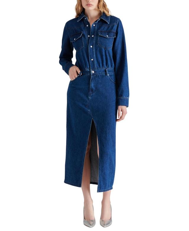 Steve Madden Womens Dakoda Denim Maxi Shirtdress Product Image