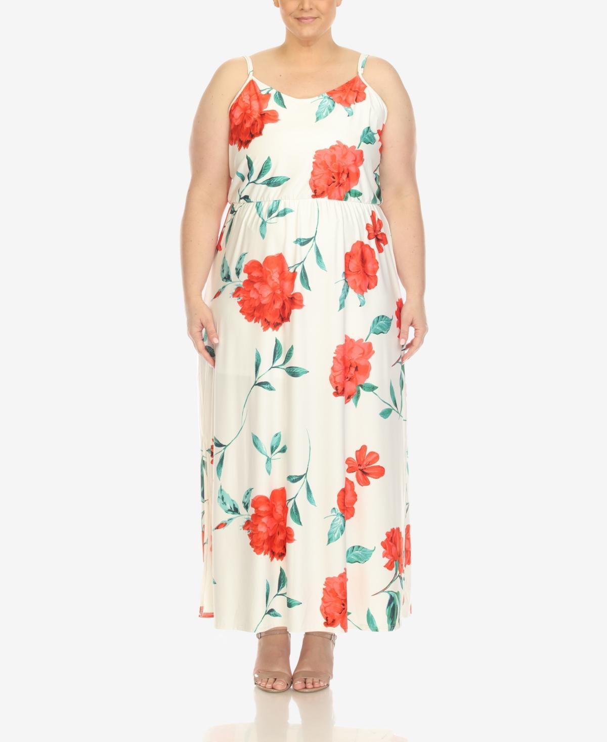 Plus Size White Mark Floral Strap Maxi Dress, Womens Product Image