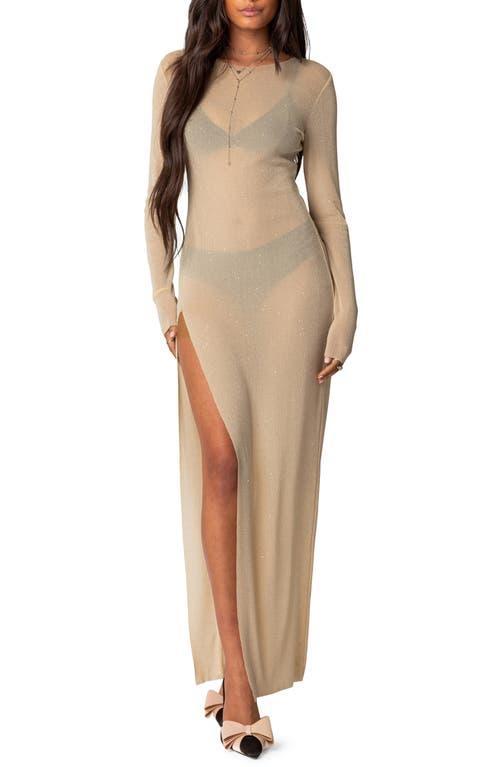 Womens Shiny Mesh Maxi Slit Dress Product Image