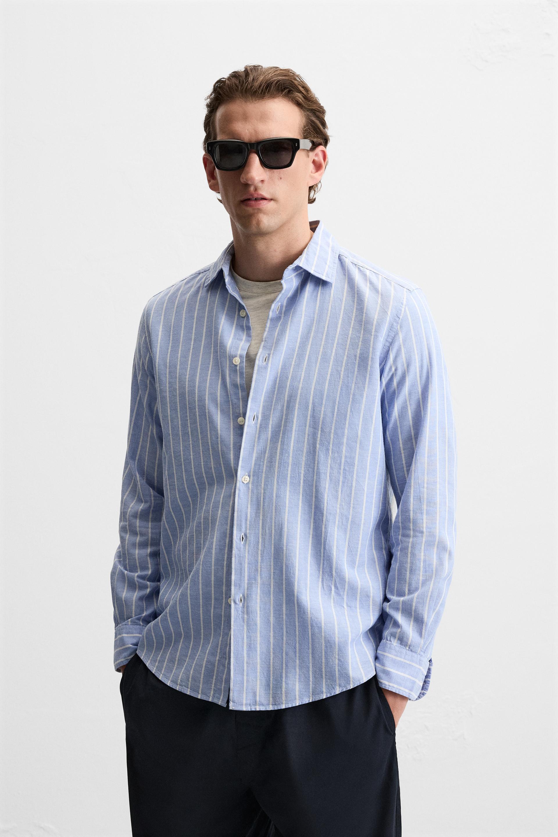 COTTON - LINEN STRIPED SHIRT Product Image