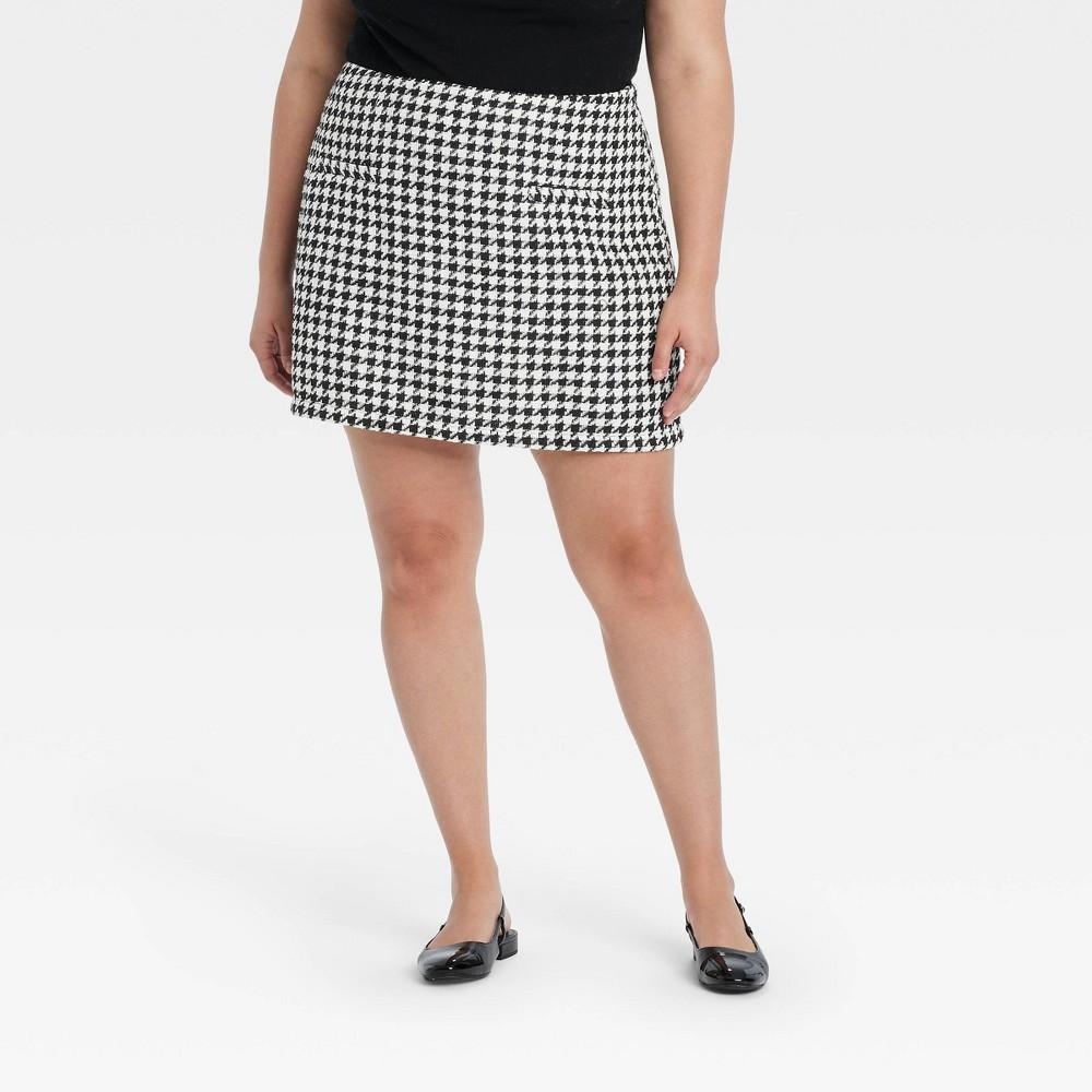 Womens Mini A-Line Skirt - A New Day Black/Cream Houndstooth Product Image