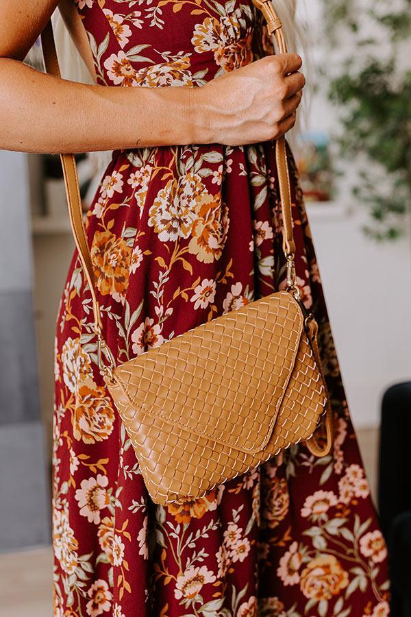 Sweet Melody Woven Faux Leather Clutch in Brown Product Image