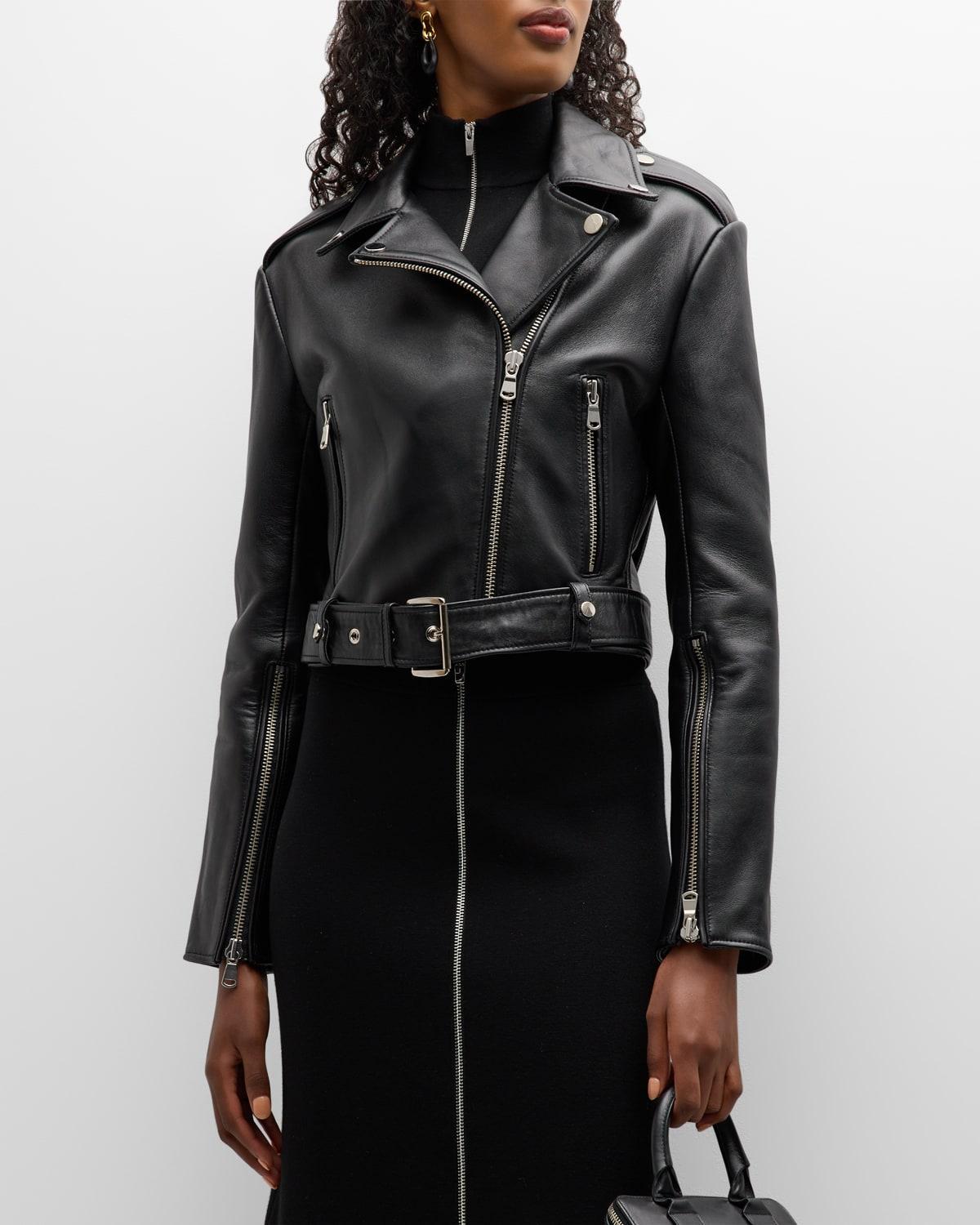 Womens Monroe Leather Moto Jacket Product Image