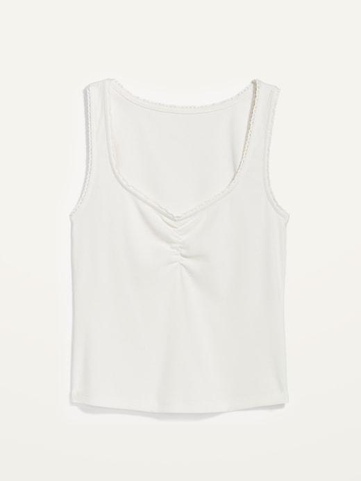 Cinched Rib-Knit Crop Tank Top Product Image