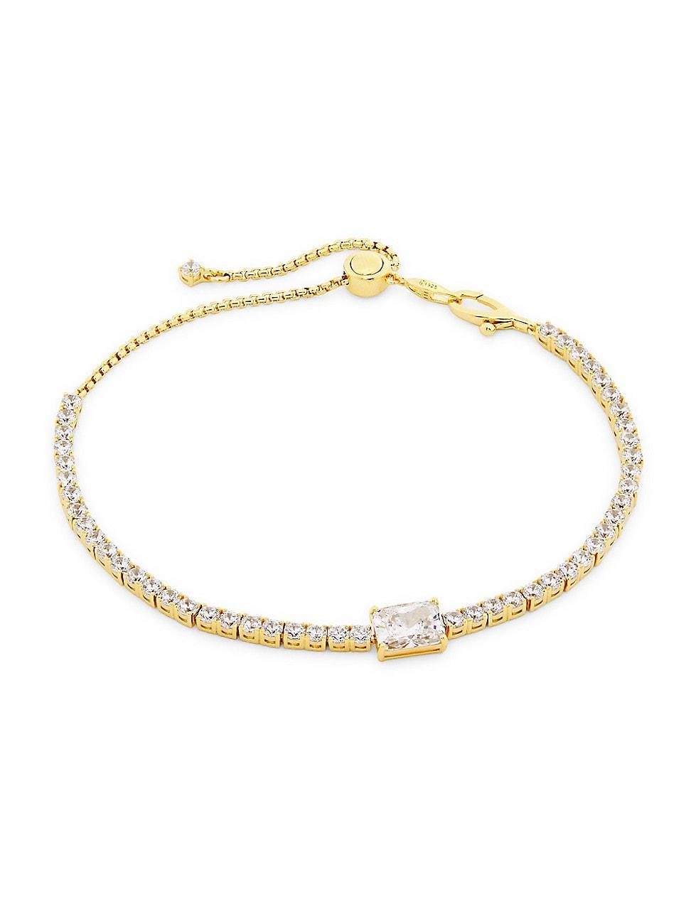 Womens Tennis 18K-Gold-Plated & Cubic Zirconia Bracelet Product Image