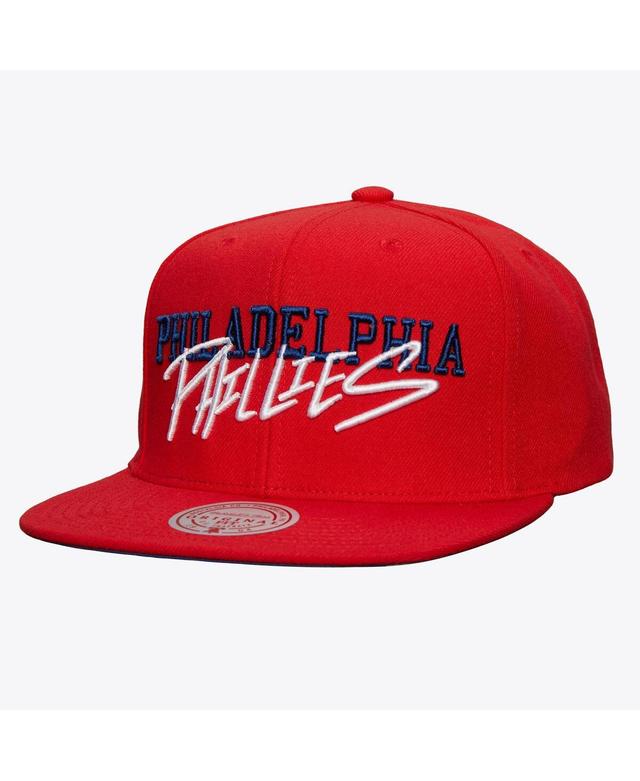 Mitchell & Ness Mens Red Philadelphia Phillies Team Tagged Snapback Hat Product Image