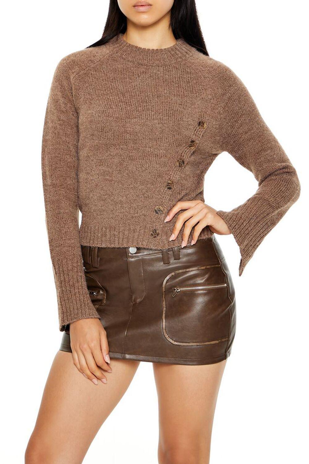 Marled Button-Front Sweater | Forever 21 Product Image