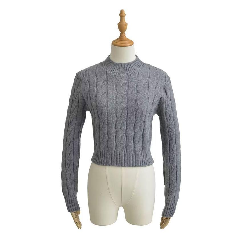 Mock Neck Cable Knit Sweater Product Image