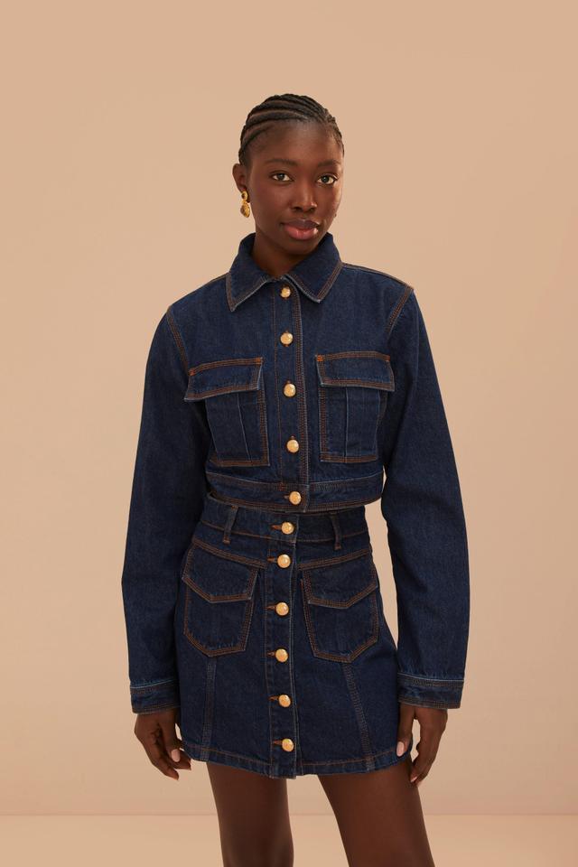 Dark Denim Cropped Jacket Product Image