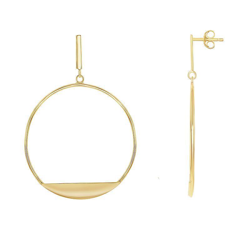 Sterling Silver Bar Hoop Earrings, Womens, 14k Gold Plated Product Image