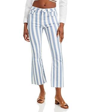 FRAME Women's Le Crop Striped High-rise Cropped Boot-cut Jeans In Clear Blue Stripe Product Image