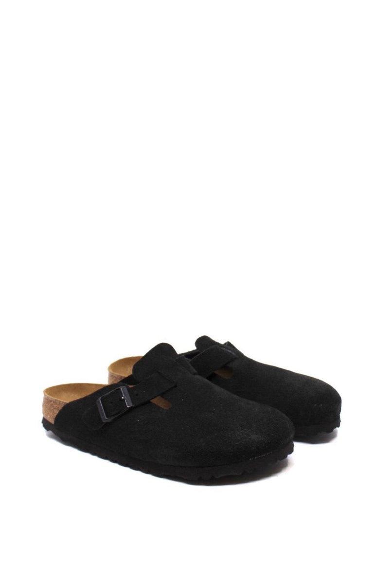 Birkenstock Boston Black Suede Soft Footbed Product Image