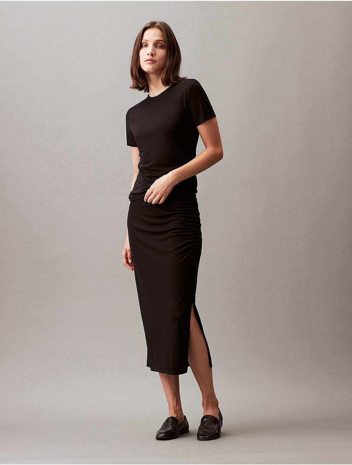 Calvin Klein Womens Refined Jersey Midi Skirt - Black - S Product Image