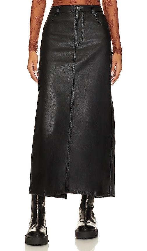 Womens City Slicker Vegan Leather Maxi Skirt Product Image