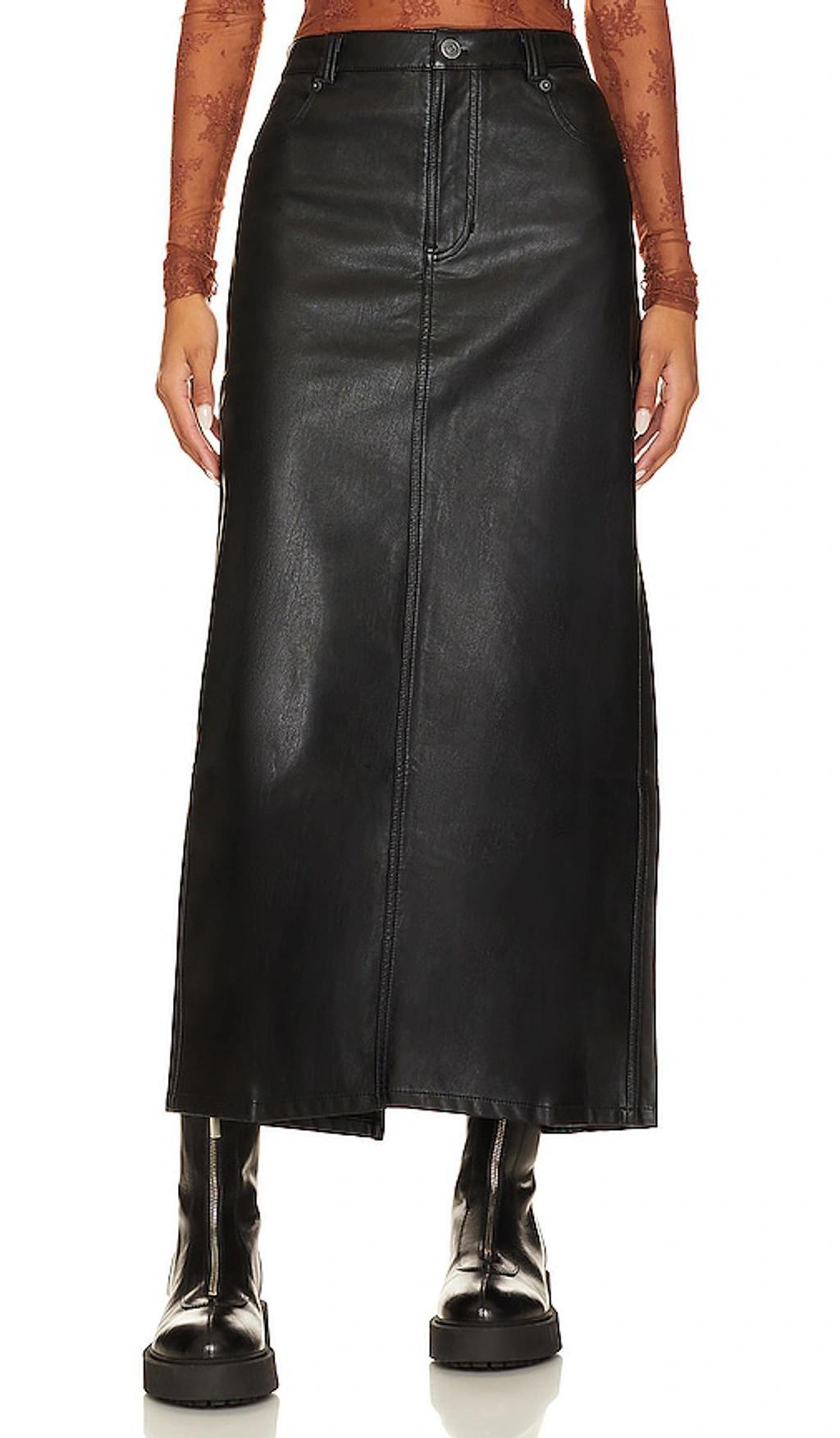 City Slicker Faux Leather Maxi Skirt In Black Product Image