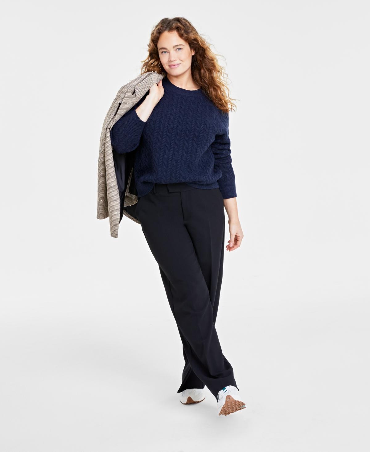 On 34th Womens Perfect Cable-Knit Crewneck Sweater, Created for Macys product image