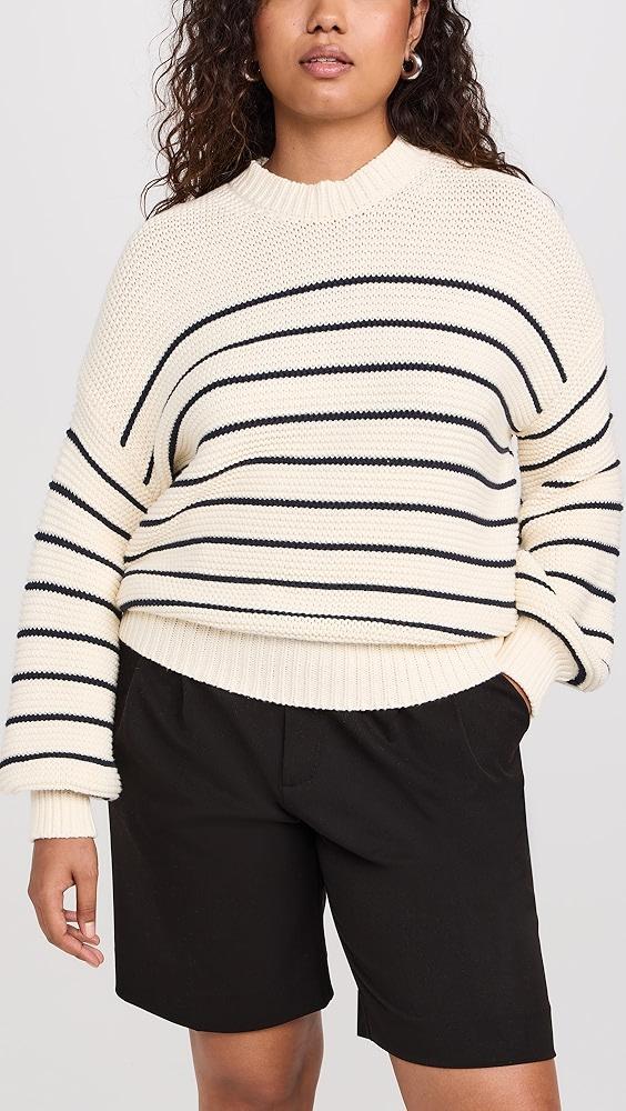 Alex Mill Button-Back Crewneck Sweater in Stripe | Shopbop Product Image