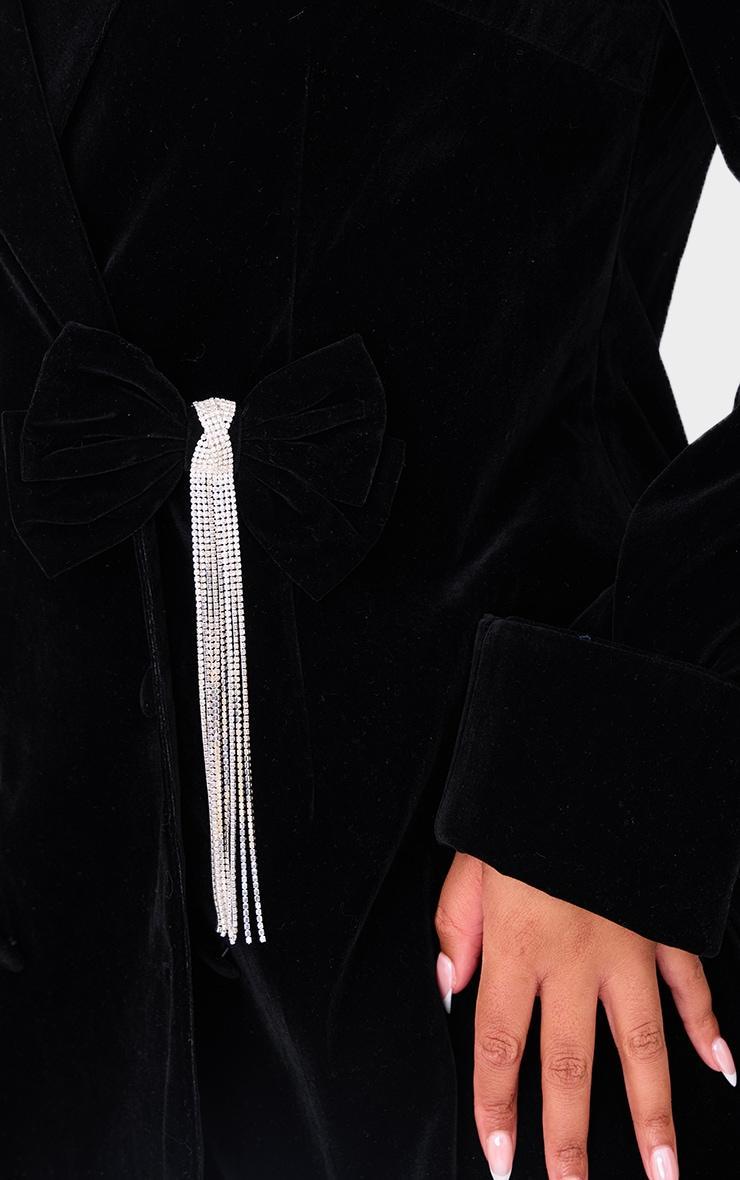 Plus Black Velvet Bow Detail Blazer Product Image