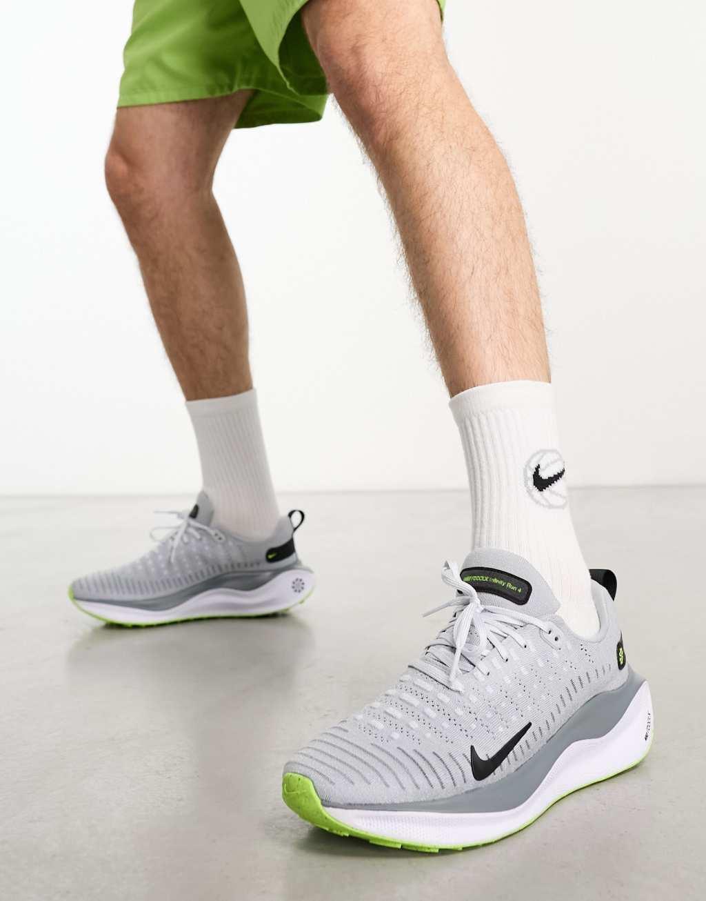 Nike Running Infinity Run 4 sneakers in gray and green Product Image