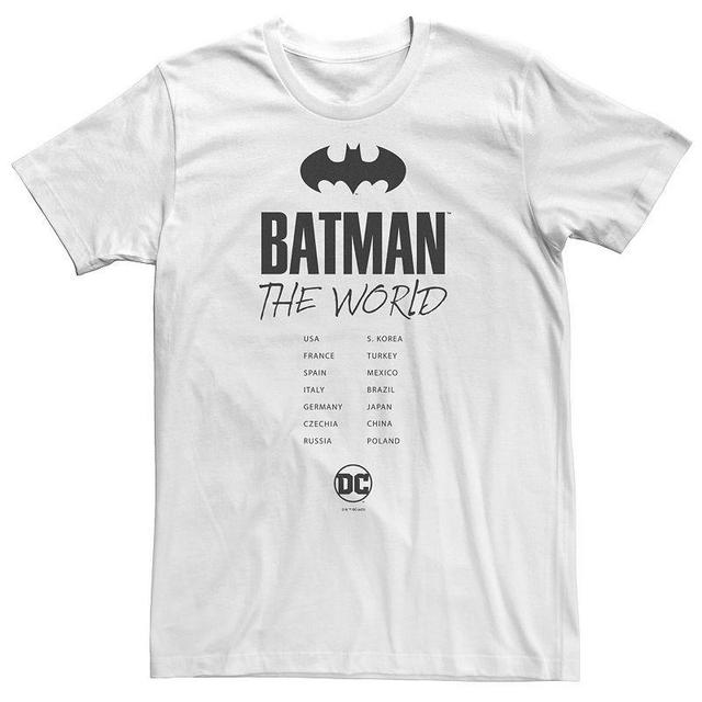 DC Comics Big & Tall DC Comics Batman: The World Bat Logo Stamp Tee, Men's, Size: 5XL, White - Size: 5XL Product Image