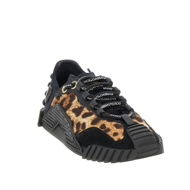 DOLCE & GABBANA Leather And Fabric Low-top Sneakers In Black Product Image