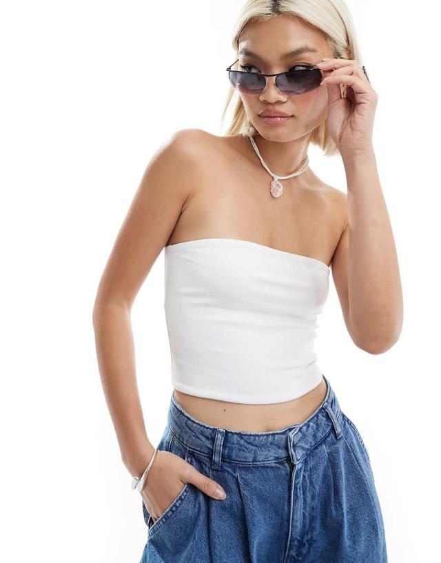 Monki strapless top in white Product Image