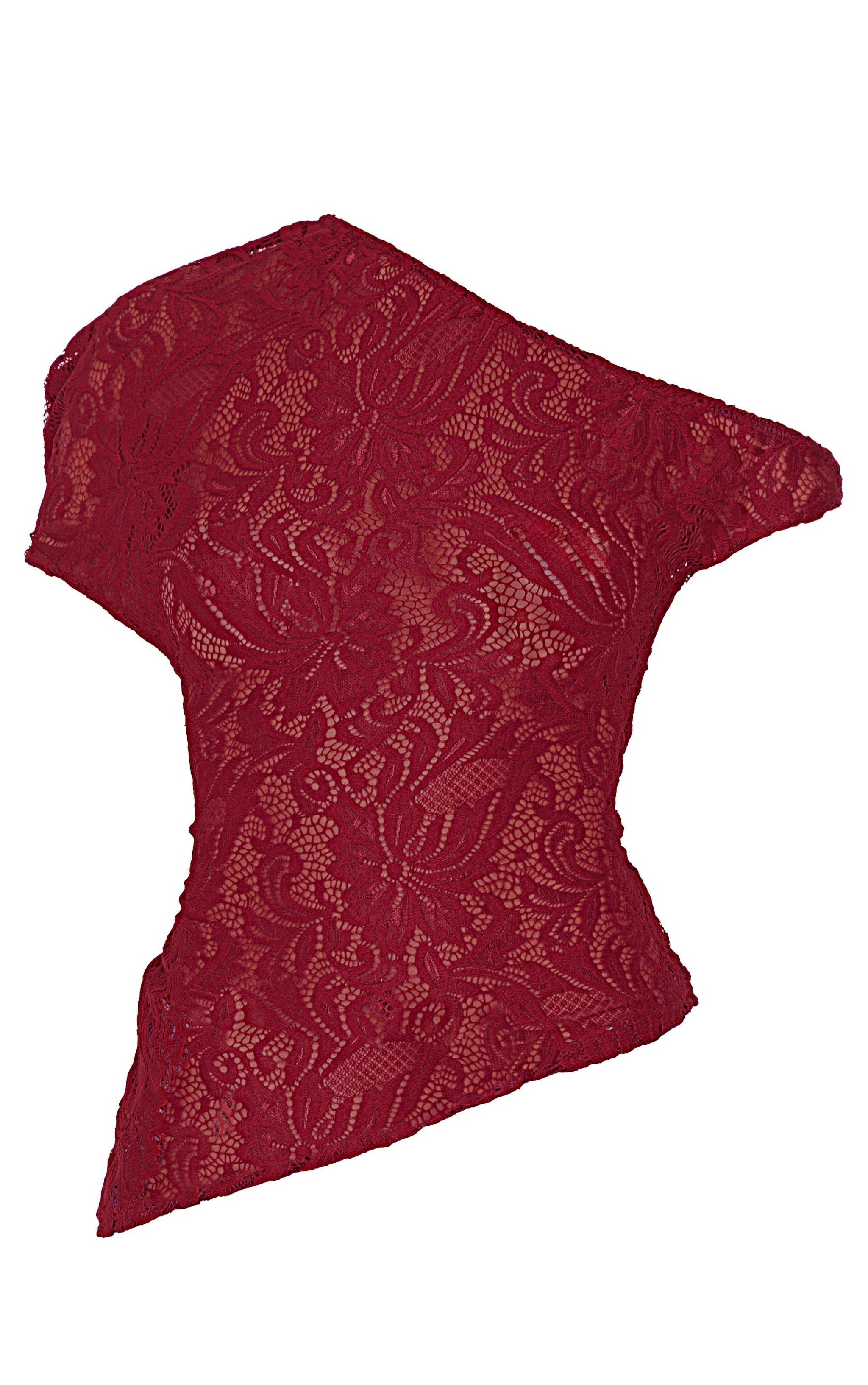 Burgundy Lace Detail Asymmetric Longline Top Product Image