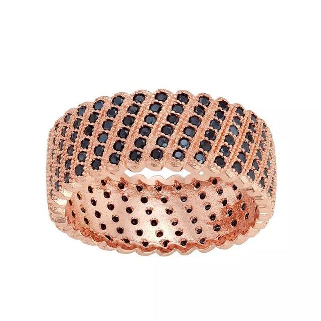 14k Rose Gold over Sterling Silver Lab-Created Black Spinel Ring, Womens Pink Tone Product Image