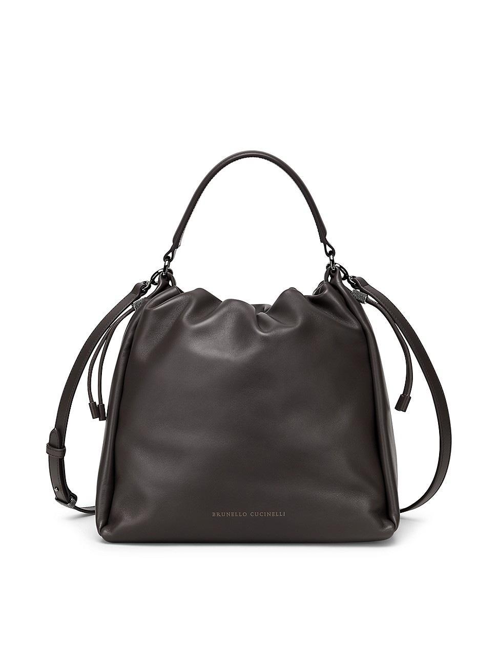 Womens Soft Leather Bucket Bag with Monili Product Image