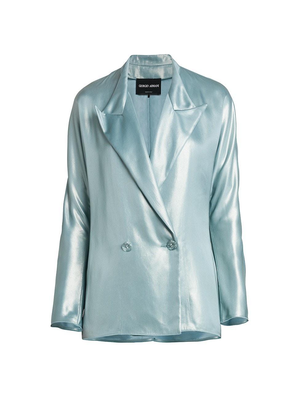 Womens Laminated Satin Relaxed Blazer Product Image