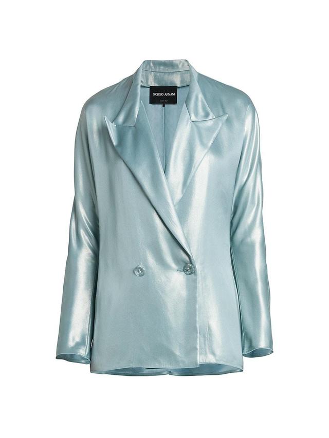 Womens Laminated Satin Relaxed Blazer Product Image