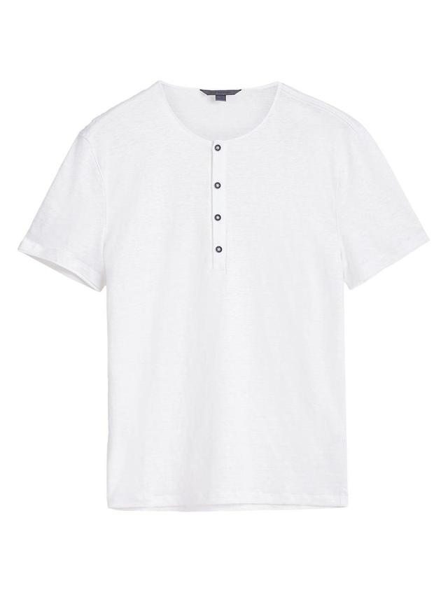 John Varvatos Regular Fit Short Sleeve Linen Henley Product Image