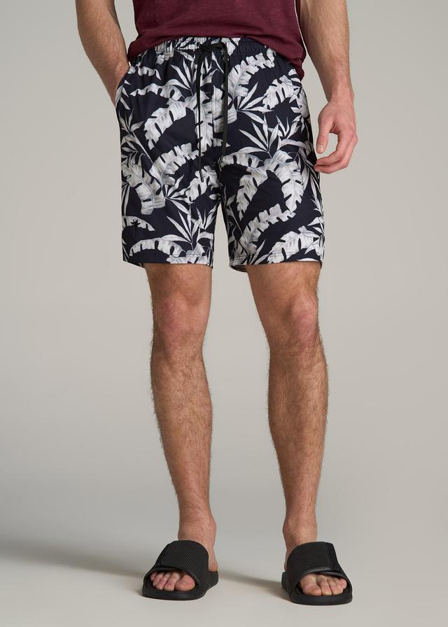 Volley Swim Shorts for Tall Men in White Palm Product Image