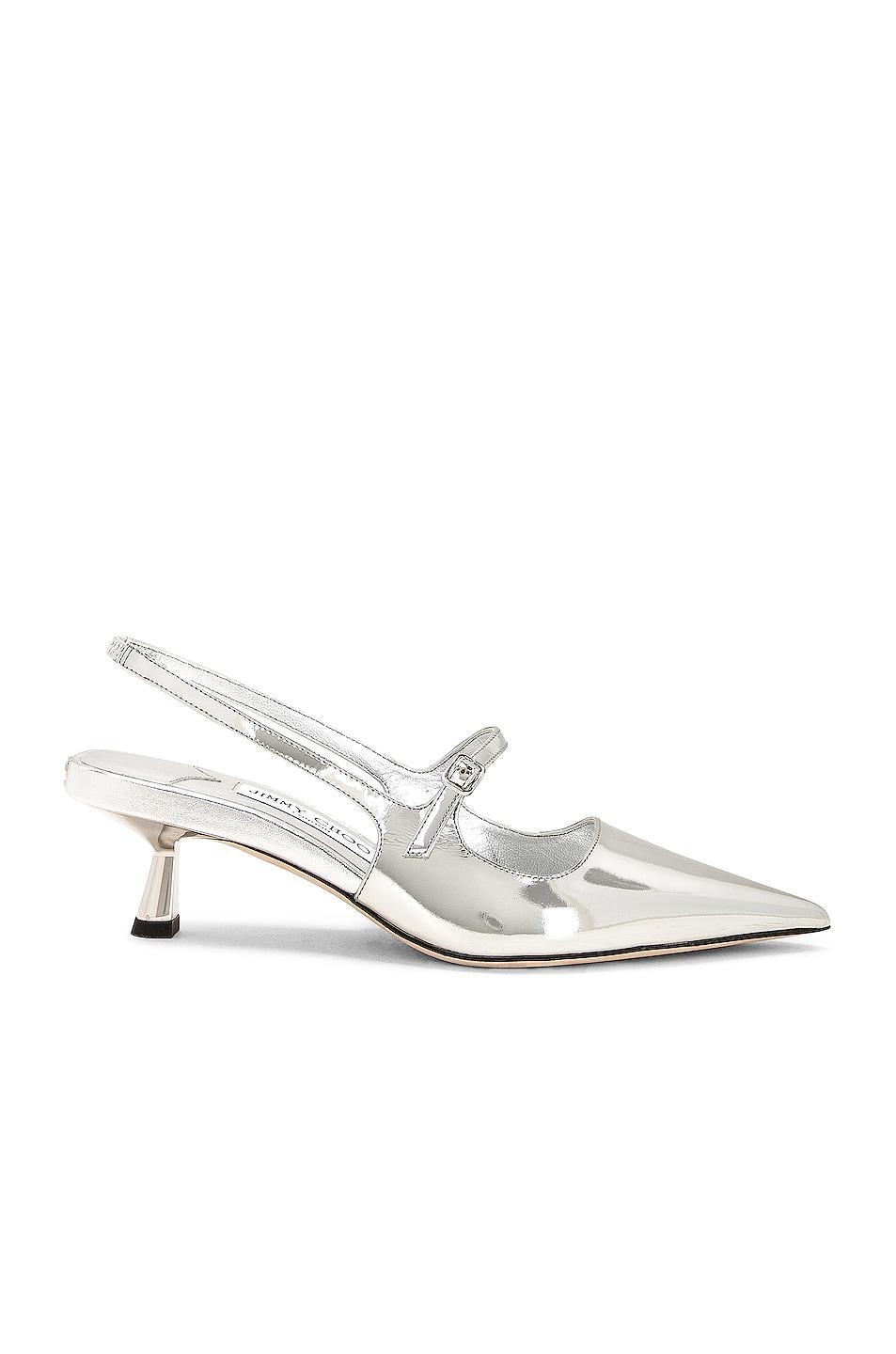 Jimmy Choo Didi 45 Metal Leather Slingback Pump in Metallic Silver Product Image