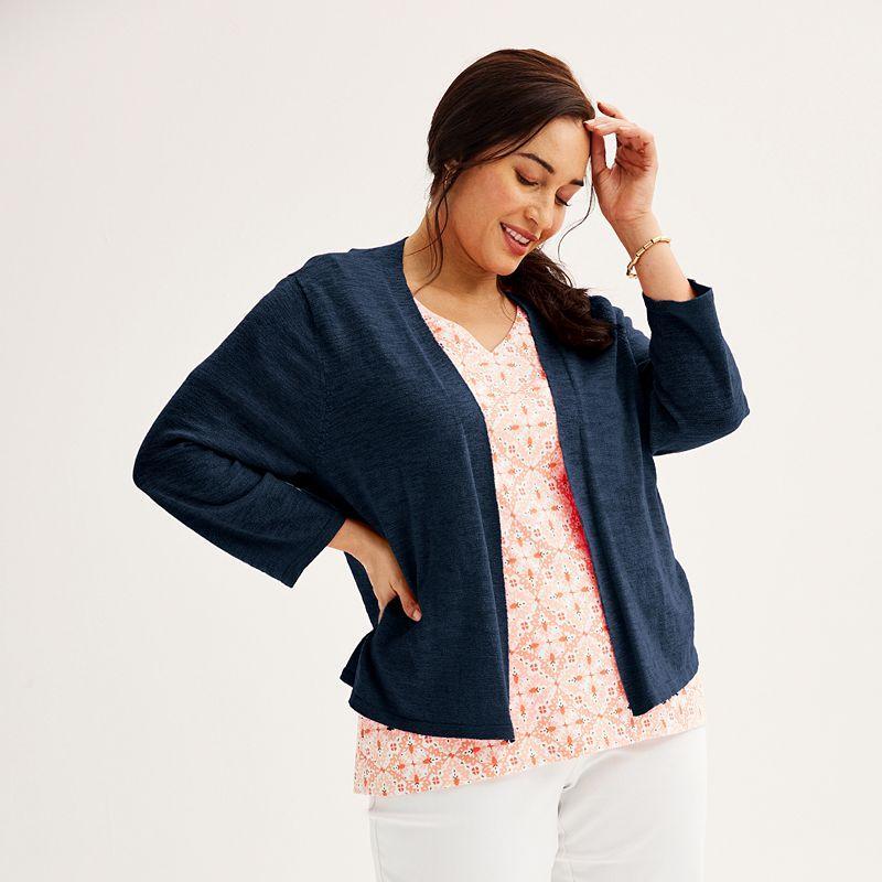 Plus Size Croft & Barrow Open Front Cardigan, Womens Product Image