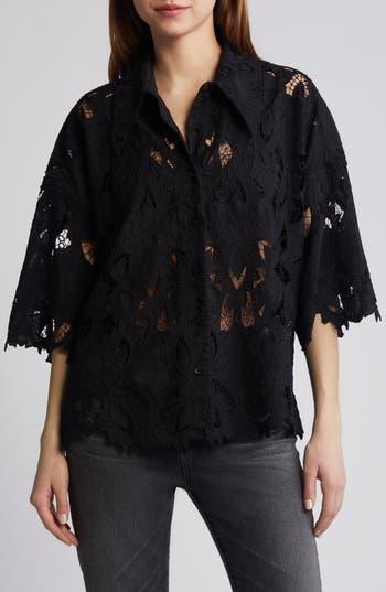 Charli Relaxed Fit Embroidered Shirt In Black Product Image